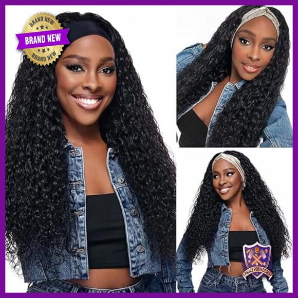 20 Inch Deep Wave Headband Wig Human Hair Glueless 180% Density main image 6
